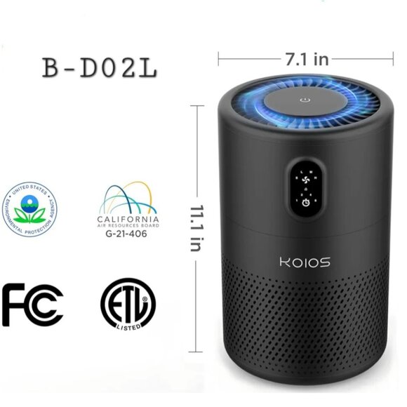 KOIOS Air Purifier For Home Large Bedroom Black - Picture 3 of 12